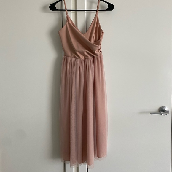 BLUSH PINK ASOS MIDI DRESS - Picture 1 of 2